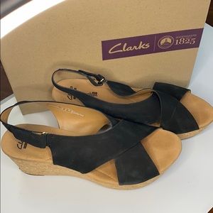 Clarks Annabel Eirwyn Black 12M wedge sandals